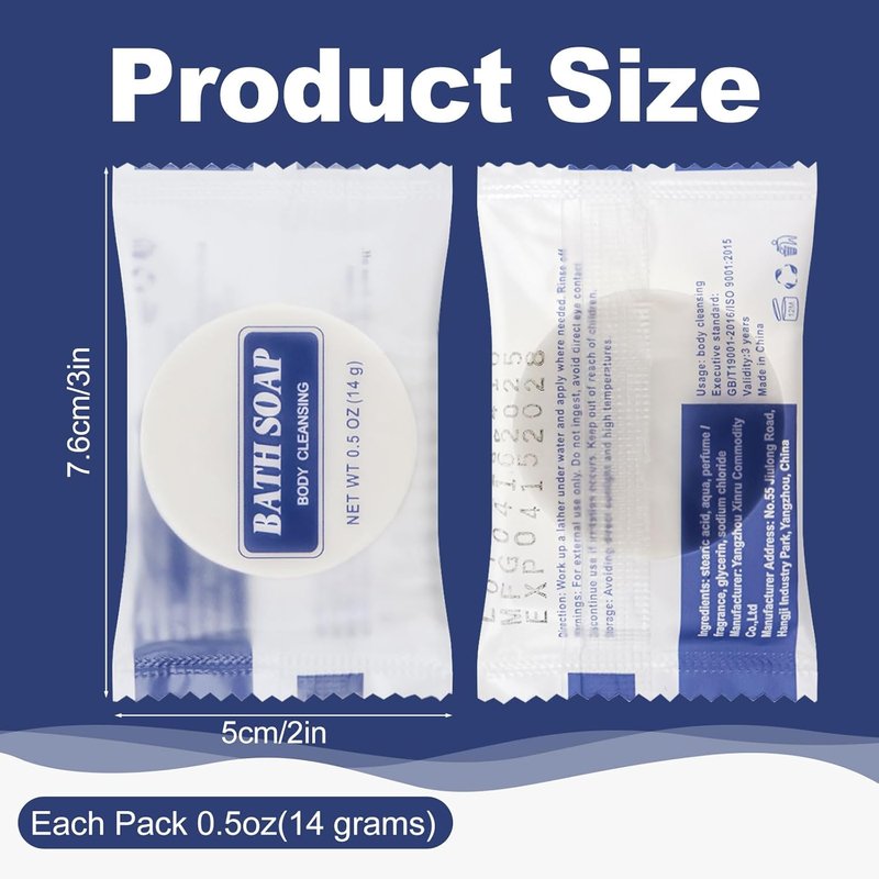 Travel Size Soap Bars - 0.5 oz Individually Wrapped Face & Body Cleanser | Perfect for Hotels & Vacations (100 Count)