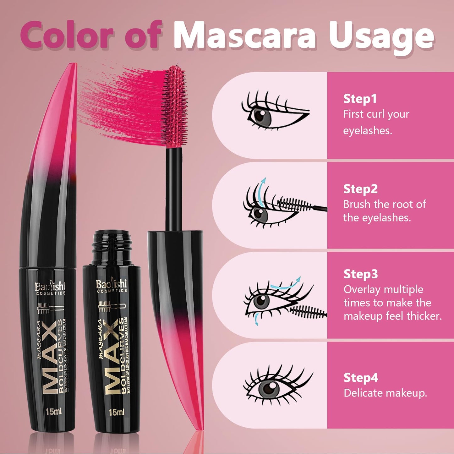 Joyeee 6 Colors Mascara Set, Colorful Mascara Waterproof Long-lasting Volumising Lengthening Curling, Create 3D Charming Eye Makeup, Brilliant Halloween/Christmas Gift Set for Women Teenage Girls#1