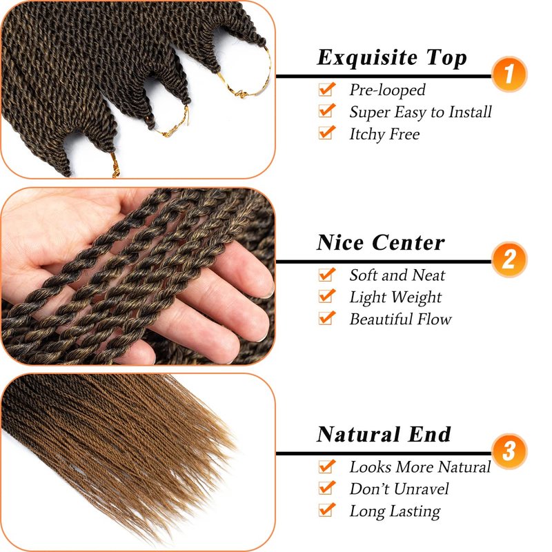 NAYOO Senegalese Twist Crochet Hair for Black Women - 22'' Twist Synthetic Braiding Hair Extensions 8 Packs 35 Stands/Pack Crochet Braids (T27, 22 Inch)