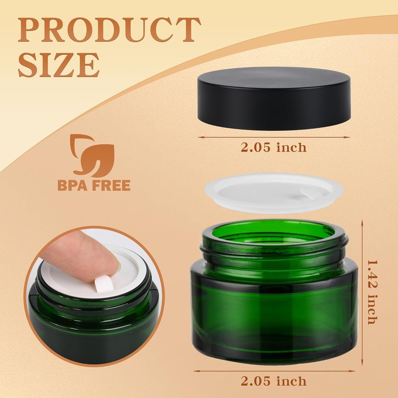Eco-Friendly Glass Jars with Airtight Black Lids | Multi-Color Cosmetic Containers for Cream & Lotion (1oz)