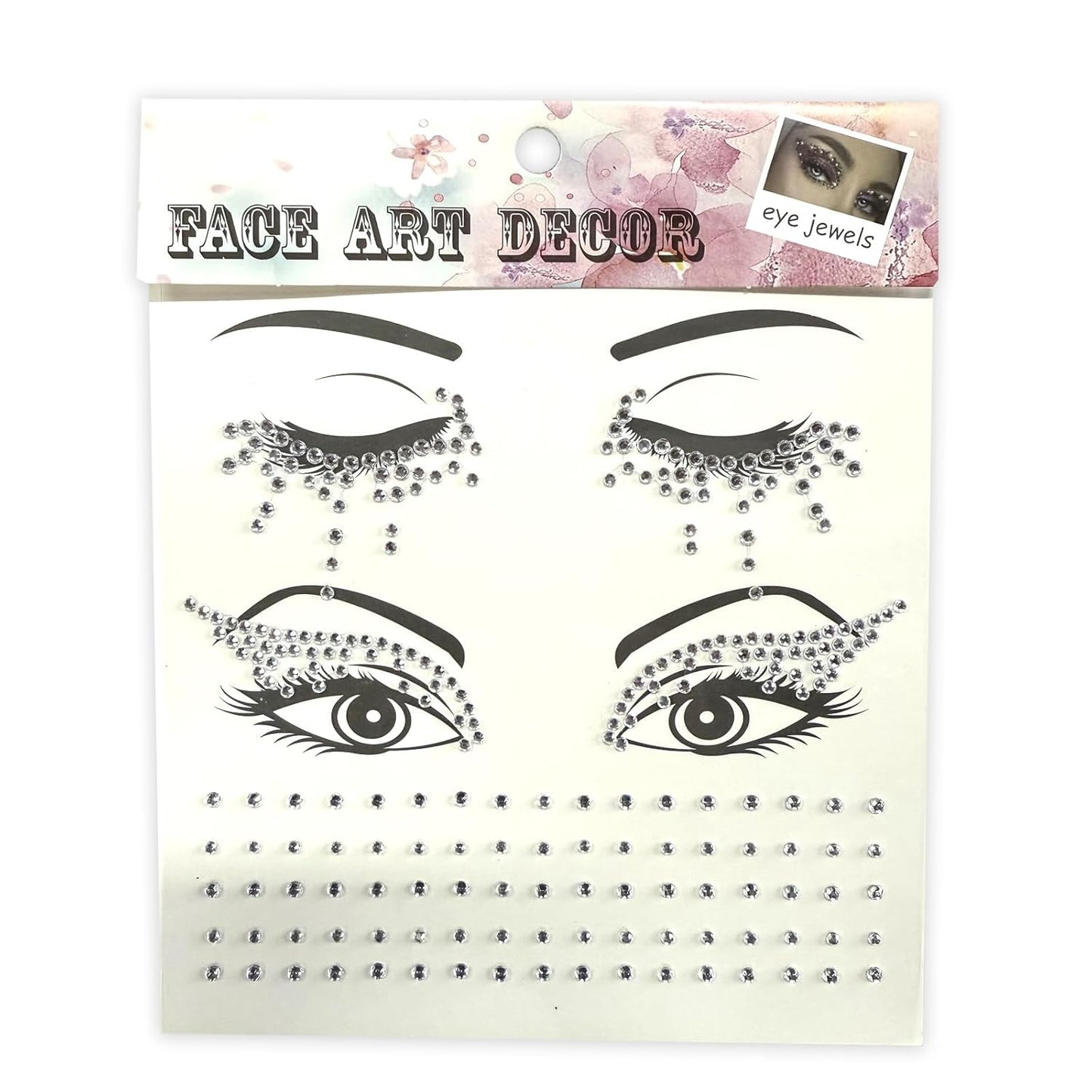 Winged Eyeliner Glam Face Gems - Crystal Eye Jewels Stick-On Tattoos | 3-Pack