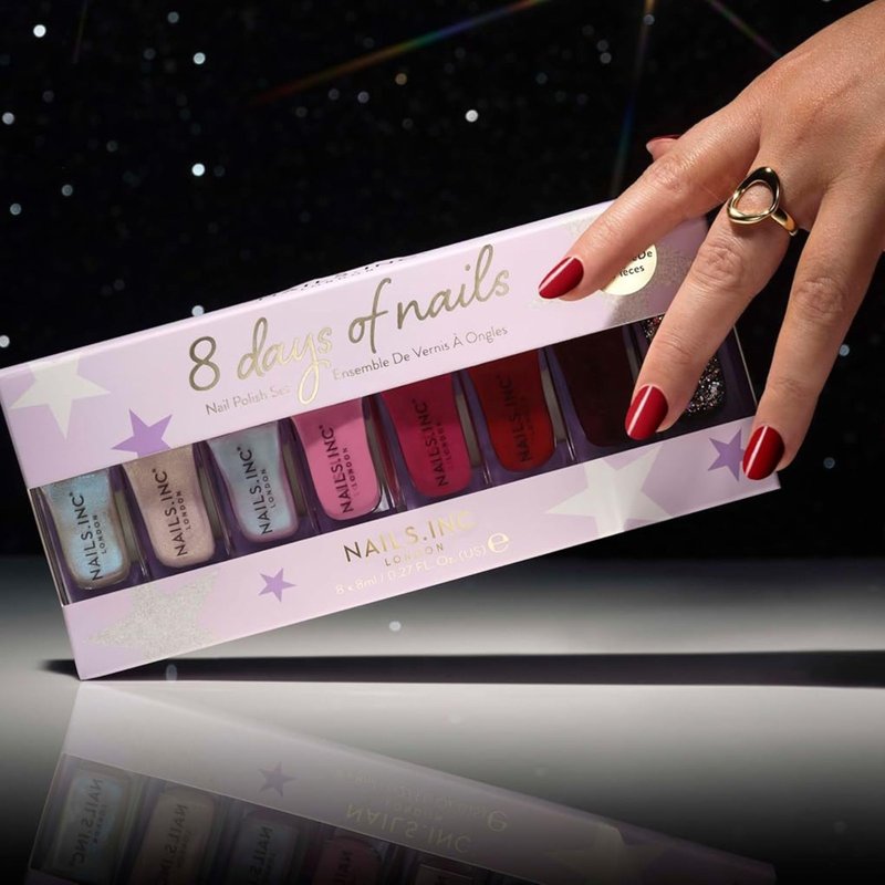 Nails Inc 8 Days Of Nails Nail Polish Set, Limited Edition, Holiday Stocking Stuffer, Women & Girls, Quick Dry, Air Dry, High Shine, Long Lasting, Ultra Glossy, Manicure, Trendy 8 Piece Gift Set