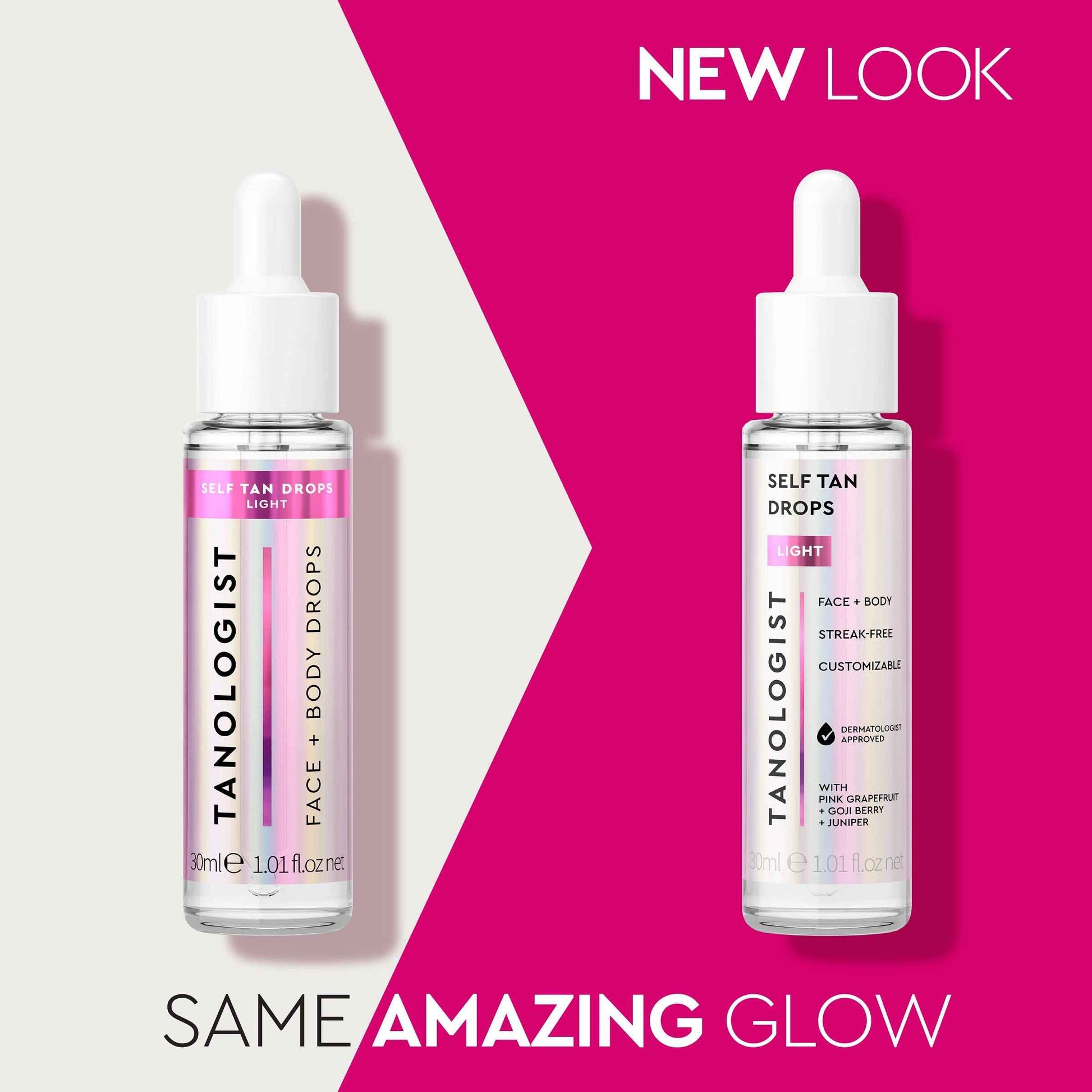 Tanologist Light Self Tan Drops, Streak-Free Body & Face Tanning Drops, No Fake Tan Smell, For Moisturizer & Lotion, Bronzing Face Tanner, Skincare Ingredients, Vegan, 1.01 fl. oz/30 ml Bottle