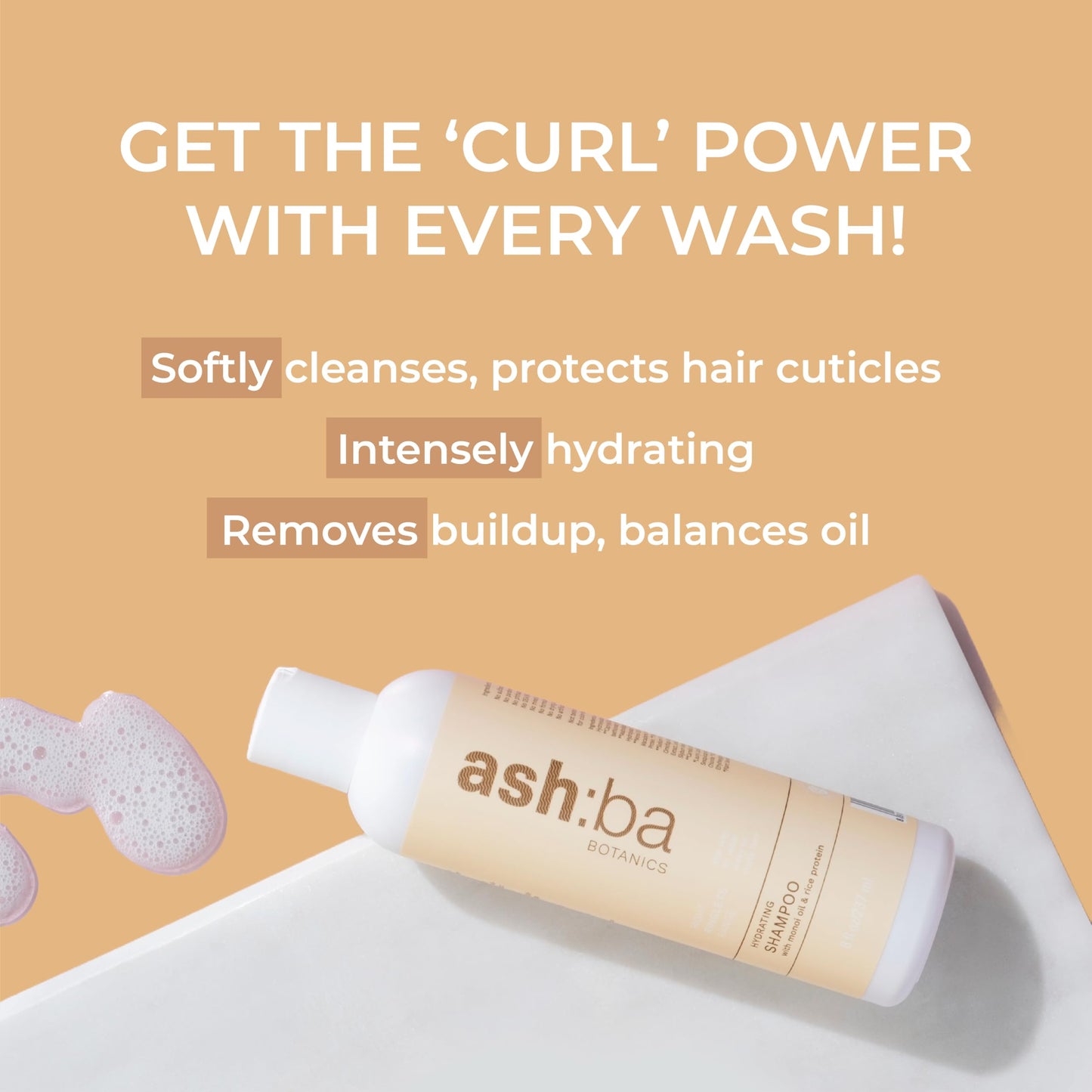 Ashba Botanics Hydrating Shampoo For Dry & Dehydrated Hair| Mildly Cleanses, Soothes Scalp With Green Tea Extract, Shea Butter | Hair Shampoo for Curly Hair | For Men & Women, Sulphate Free - 8 Fl Oz