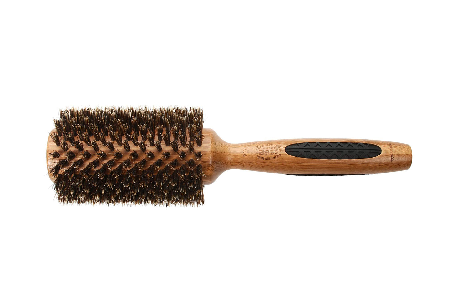 Bass Brushes | P Series | Straighten & Curl Round Hair Brush | Deluxe Length Styling Head | Natural Bristle | Pure Bamboo Handle | Large Barrel | Model P104