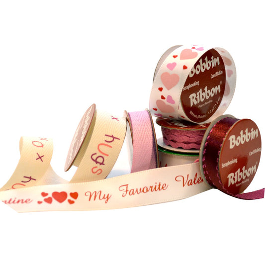 Morex Ribbon 6-Pack Valentine Variety Bobbin Ribbon, Red/Pink, (900/6-1301)