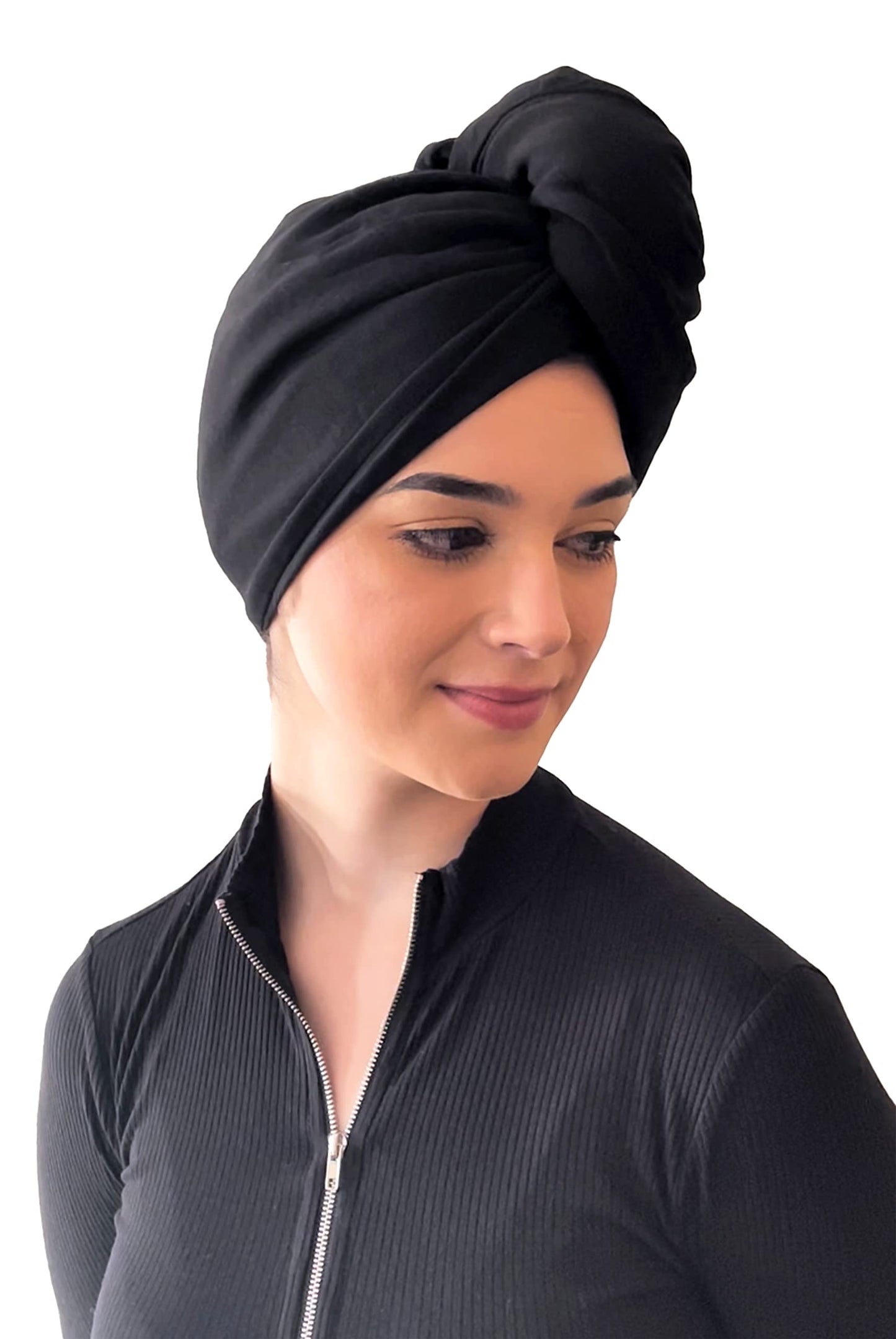 Elizabeth Roberts 100% Cotton T Shirt Hair Towel Wrap Plopping Essential Turban Style Hair Drying Towel for Women and Men All Hair Types and Styles, Black