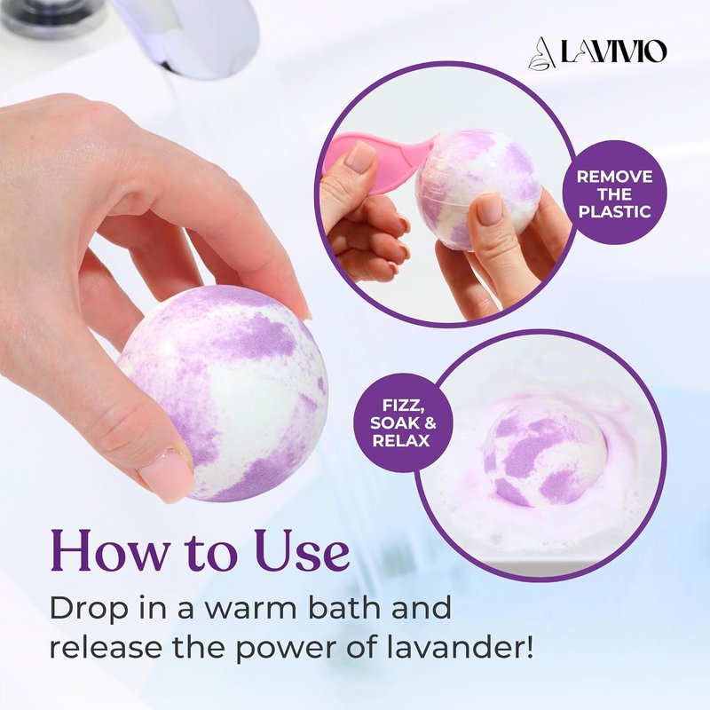 Lavender Bath Bombs for Relaxation | Mega Foaming Shea Butter & Essential Oils | 3 x 100g Gift Set