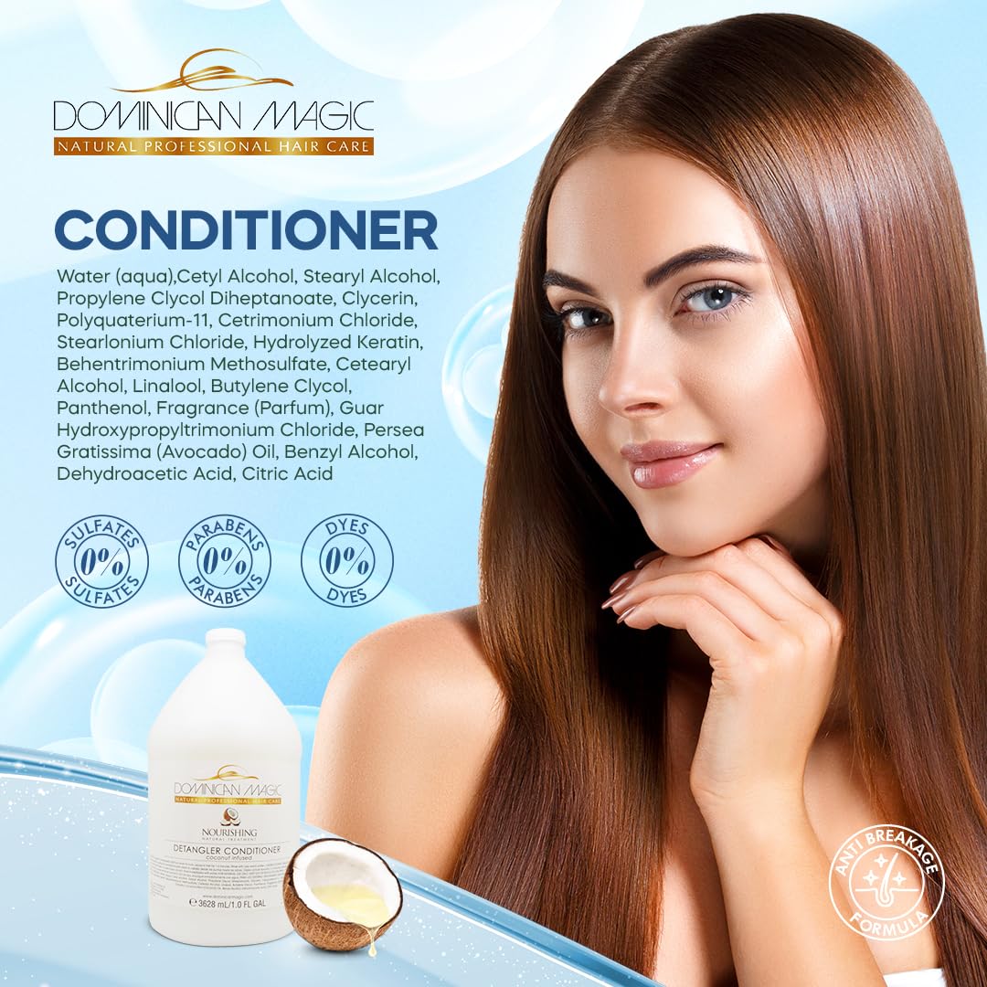 Coconut Detangler Conditioner Gallon - Salon-Grade Hair Conditioner for Dry Hair- Coconut Conditioner with Natural Ingredients to Hydrate & Nourish- Hydrating Conditioner for Silky, Shiny Hair- 128 Oz