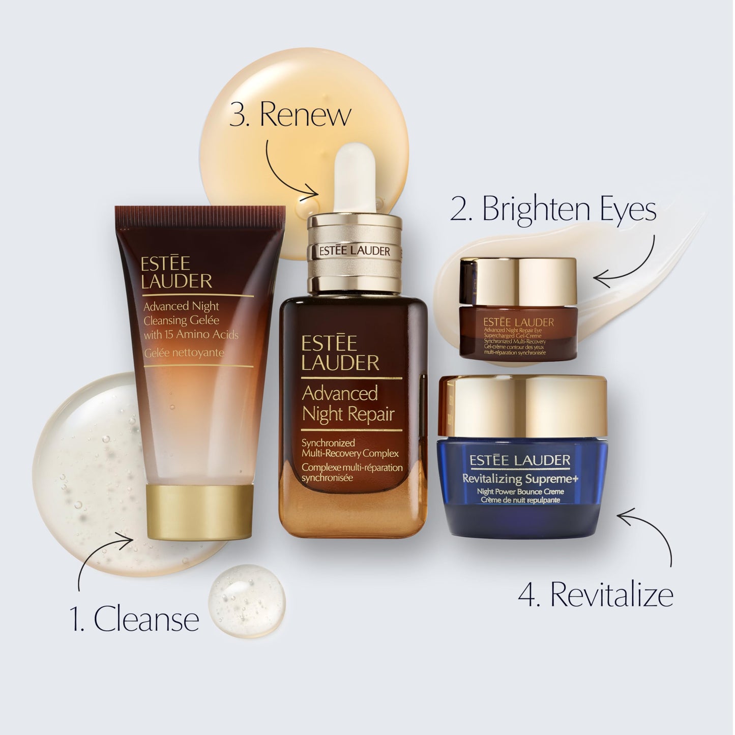 Estée Lauder Advanced Night Repair 4-Piece Holiday Skincare Gift Set | The Lift + Glow Routine | Includes Full-Size Face Serum 1.7 Fl Oz + Cleanser 1 Ounce, Eye Cream 0.17 Ounce, Moisturizer 0.5 Ounce