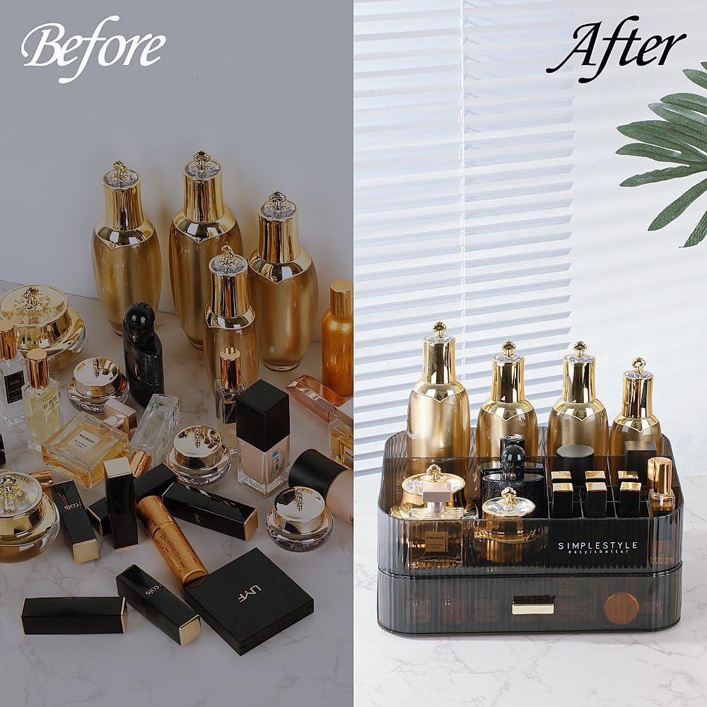 Makeup Organizer with Drawers - Stackable Skincare & Cosmetic Storage for Vanity | Bathroom & Desk Countertop