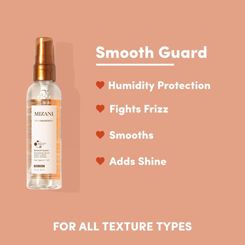 Mizani Thermasmooth Smoothing Serum - Heat Protection & Frizz Control for Curly Hair | Infused with Coconut Oil