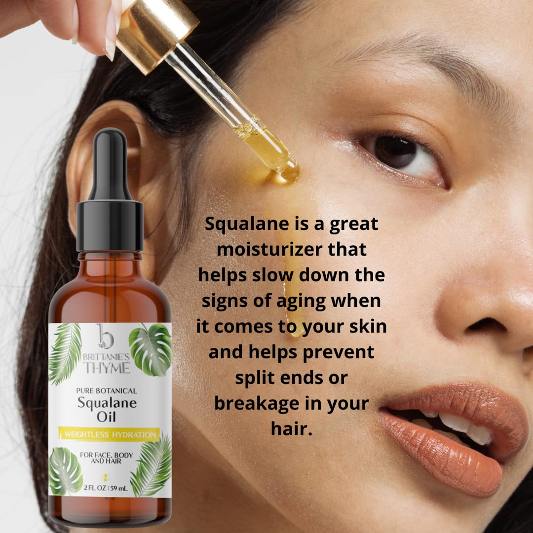 Brittanie’s Beauty 100% Pure Squalane Oil for Hair, Skin & Nails – Lightweight Hydration for Radiant Glow, Smooth Skin & Silky Hair | Clean, Vegan, Non-Greasy Formula, 2oz