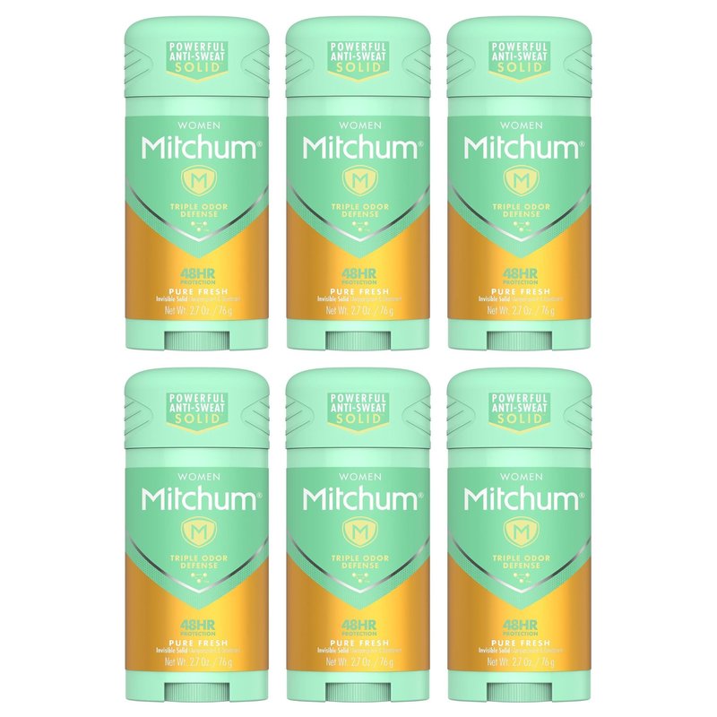 Mitchum Women Triple Odor Defense Invisible Solid 48HR Antiperspirant & Deodorant, Pure Fresh, 2.7 OZ - 6 Pack