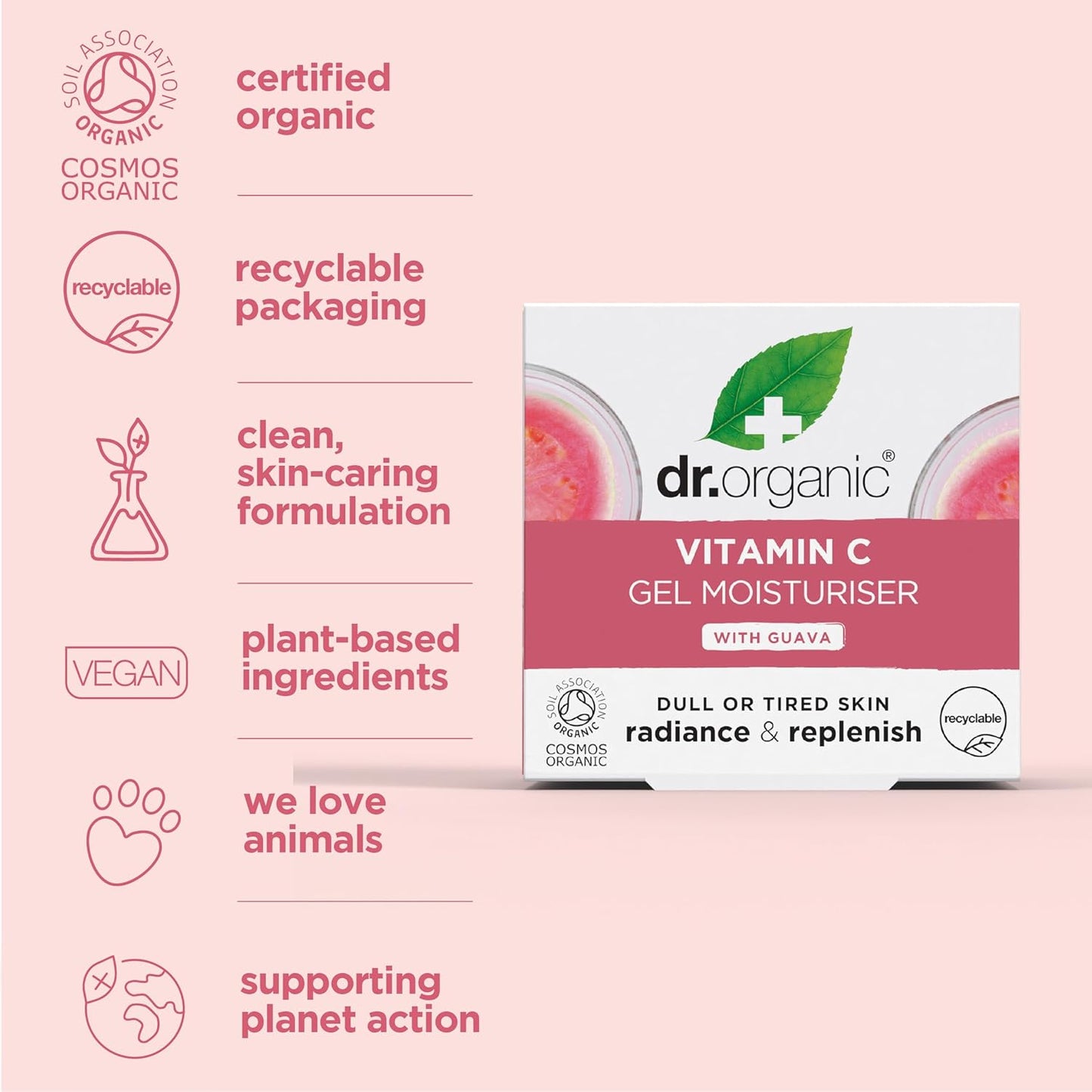 Dr. Organic Vitamin C Gel Moisturizer - Brightening & Hydrating for Dehydrated Skin | 50 mL / 1.7 fl oz