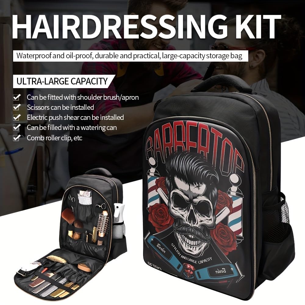 Barber Travel Bag Backpack BAEBERPLAN Large Organizer for Barbers Clippers and Supplies Portable Hairstylist Clipper Hairdresser Bag Backpack (Red)