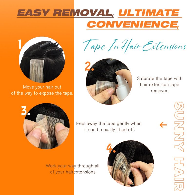 Sunny Hair Tape in Hair Extensions Human Hair 18inch Hair Extensions Real Human Hair Tape in Extensions Jet Black Tape in Extensions for Women 20Pcs 50g