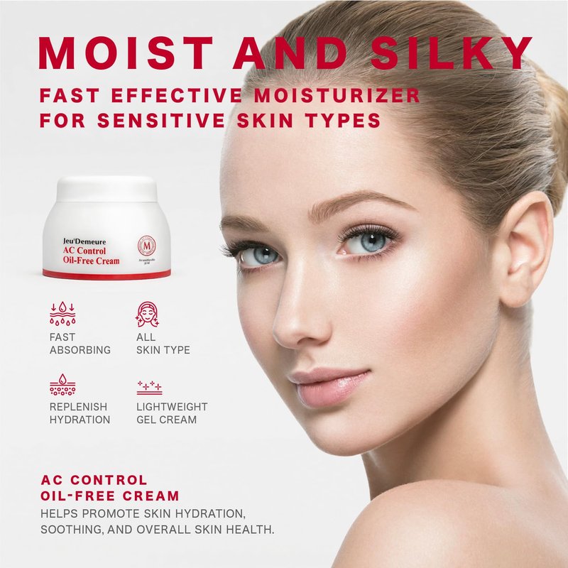 JEU'DEMEURE Korean skin care Acne Control Treatment Oil-Free Cream for Sensitive Skin, Pimple Breakout, Peptide, Calming, Blemish Acne 1.69 fl oz