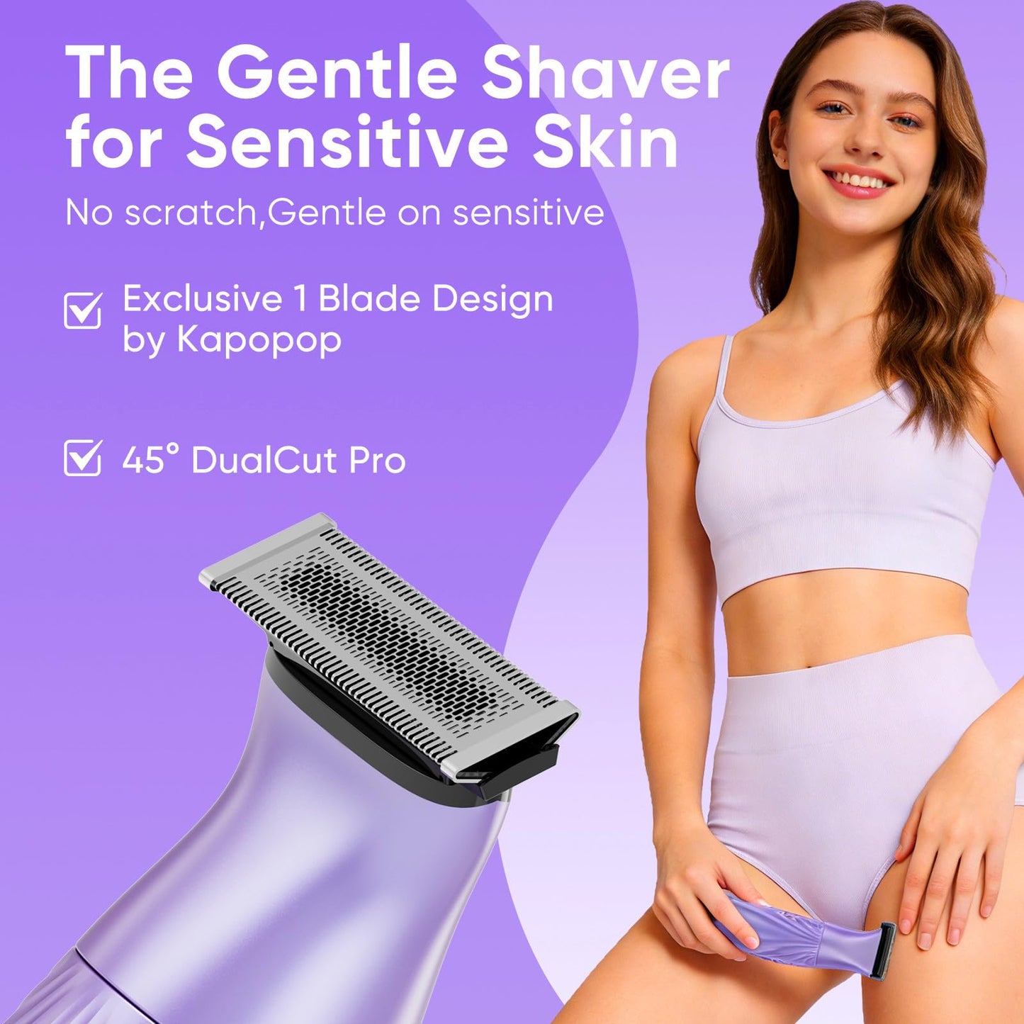 2-in-1 Electric Shaver for Women, Dual Head Bikini Trimmer