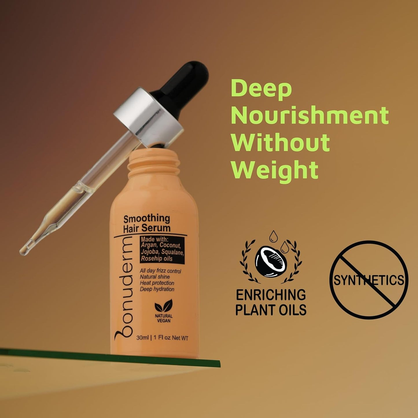 Hair Oil for Frizzy, Damaged Hair - Hydrating Vegan Formula | Tames Frizz, Adds Shine & Softness
