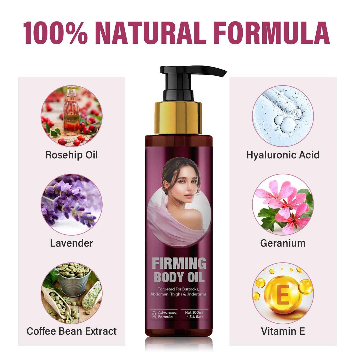 Luxury Body Firming Oil, Magi-c Body Firming Oil, Natural Camellia & Cactus Extract for Skin Tightening and Deep Moisture - Smooths, Firms, Hydrates - Natural Formula, 3.38 fl oz