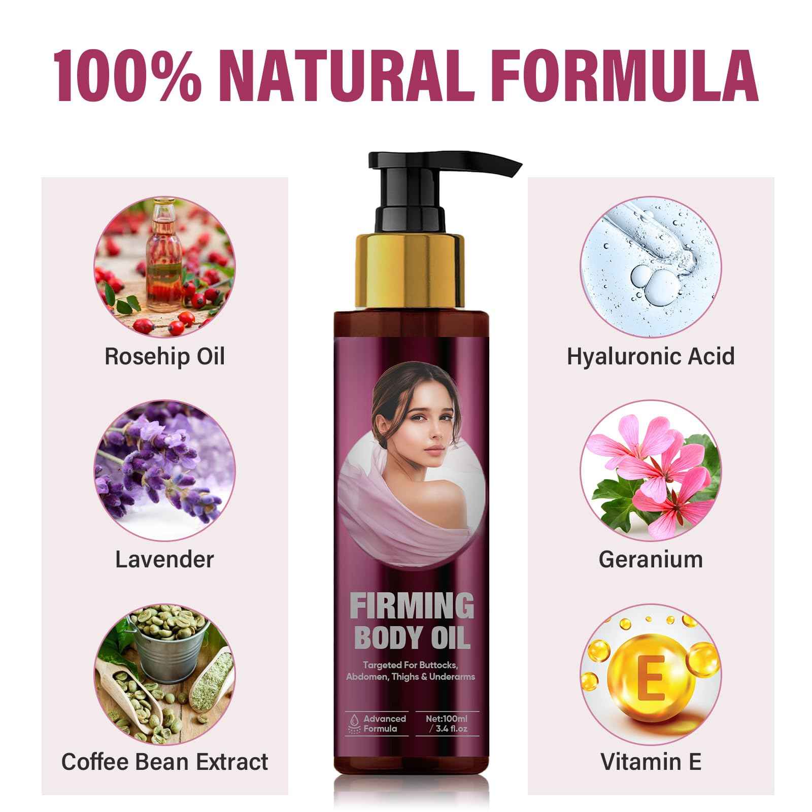 Luxury Body Firming Oil, Magi-c Body Firming Oil, Natural Camellia & Cactus Extract for Skin Tightening and Deep Moisture - Smooths, Firms, Hydrates - Natural Formula, 3.38 fl oz