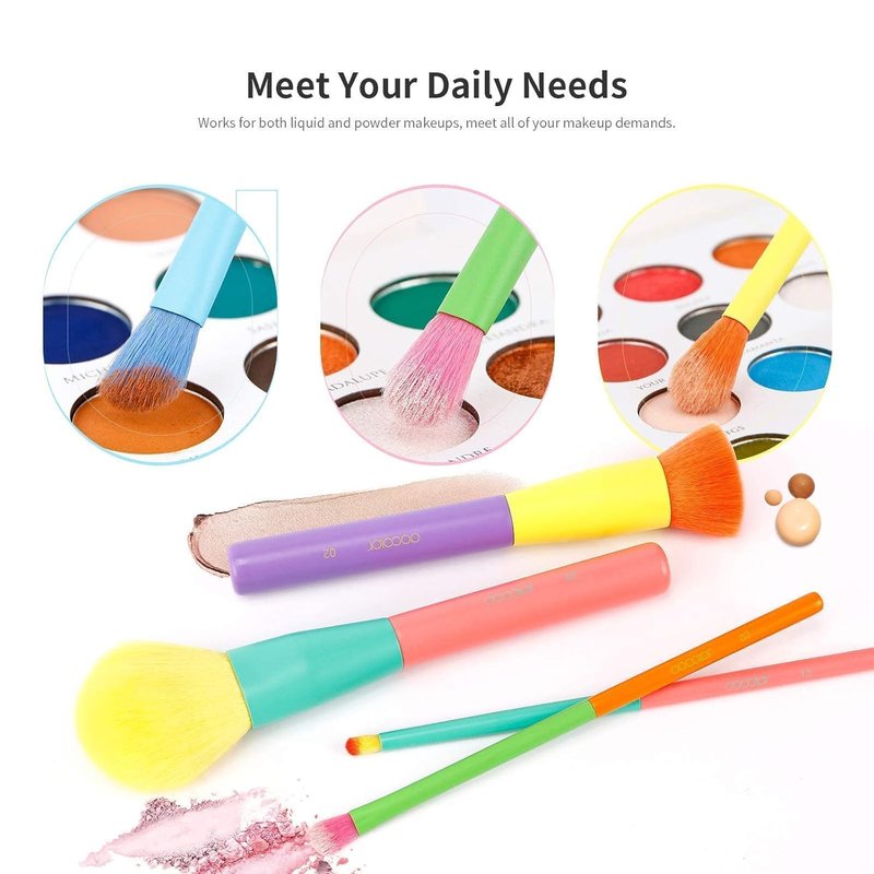Docolor 15-Piece Colorful Makeup Brush Set & 48-Color Ultra Pigmented Eye Shadow Palette - Soft, Blendable Matte & Shimmer Finishes