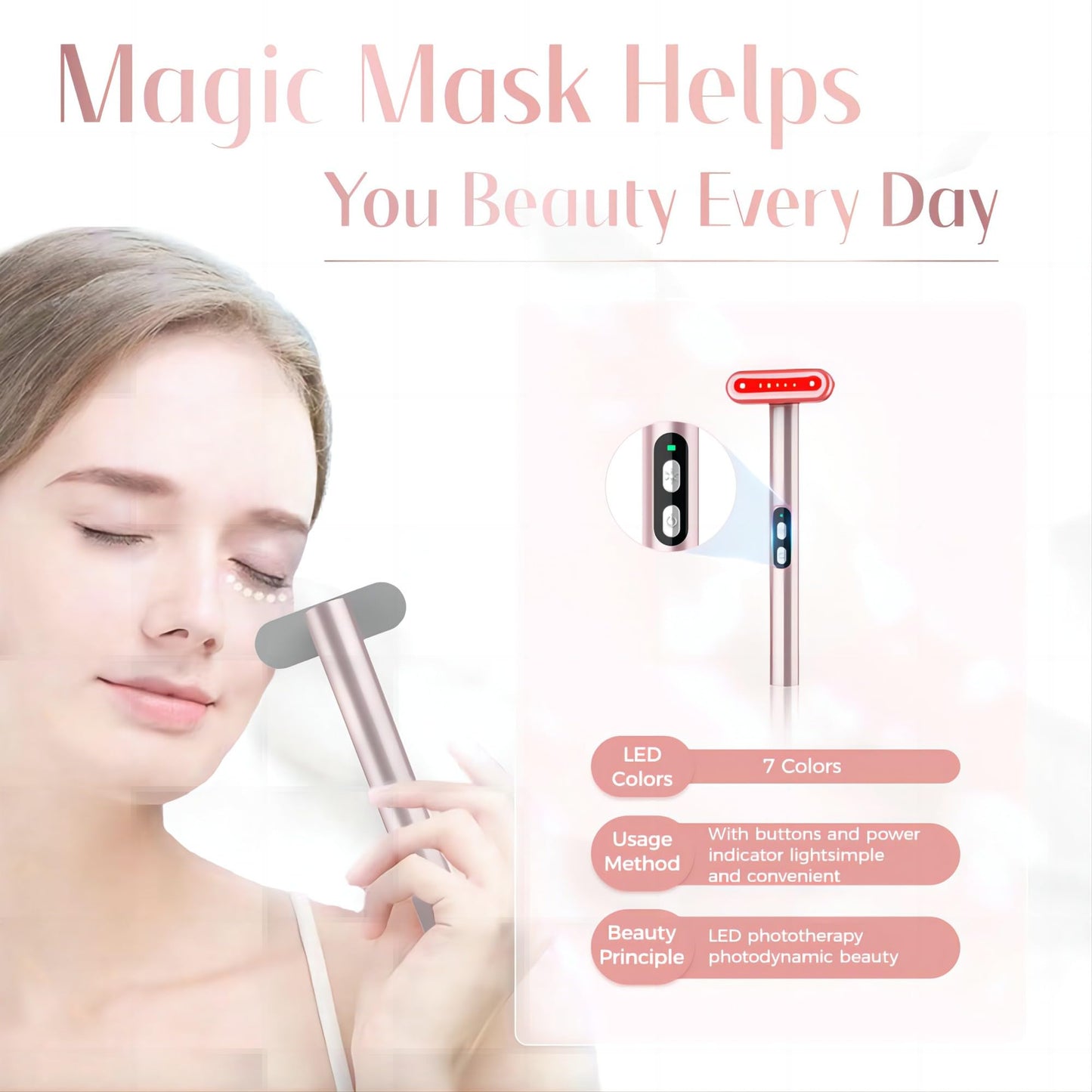 Red-Light-Therapy-for-Face, 7 in 1 LED Light Therapy Eye Equipment for Skin Care at Home Red Light Therapy Face Massager Skin Rejuvenation Light
