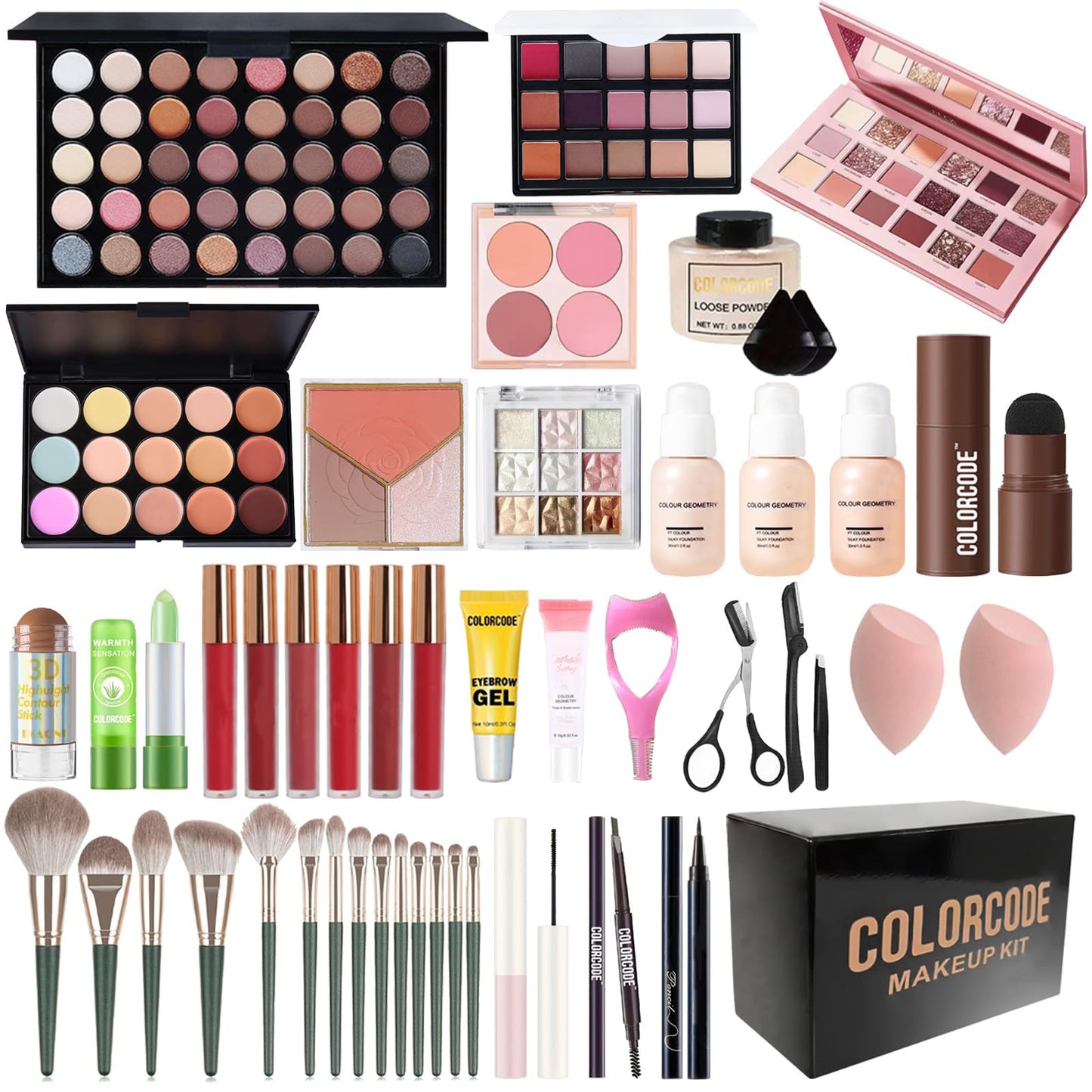Makeup Kit for Women Full Kit, All in One Makeup Set with Eyeshadow Palettes Eyeliner Mascara Powder Foundation Concealer Contour Stick Blush Lip Gloss Brush Set, Biginner-Friendly Makeup Kits (CK03)