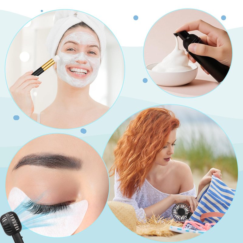 Woanger 24 Pcs Lash Shampoo Kits Rechargeable Handheld USB Portable Fans Eyelash Shampoo Brush Empty Bottle Wedding Gift Employee Appreciation Gift (400mah,Black)