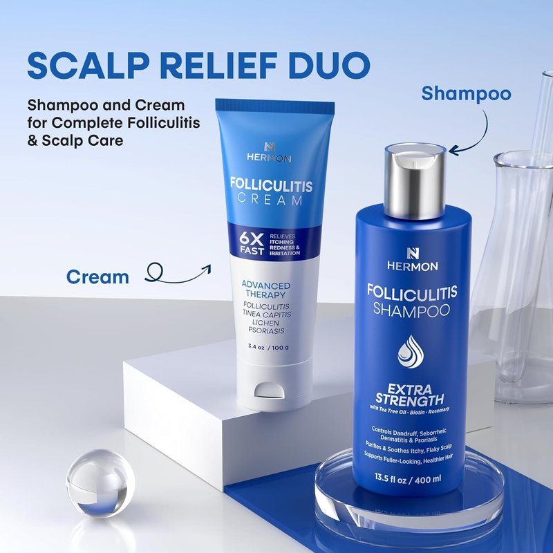 Folliculitis Treatment - Effective Cream & Shampoo for Scalp Relief | 8 oz