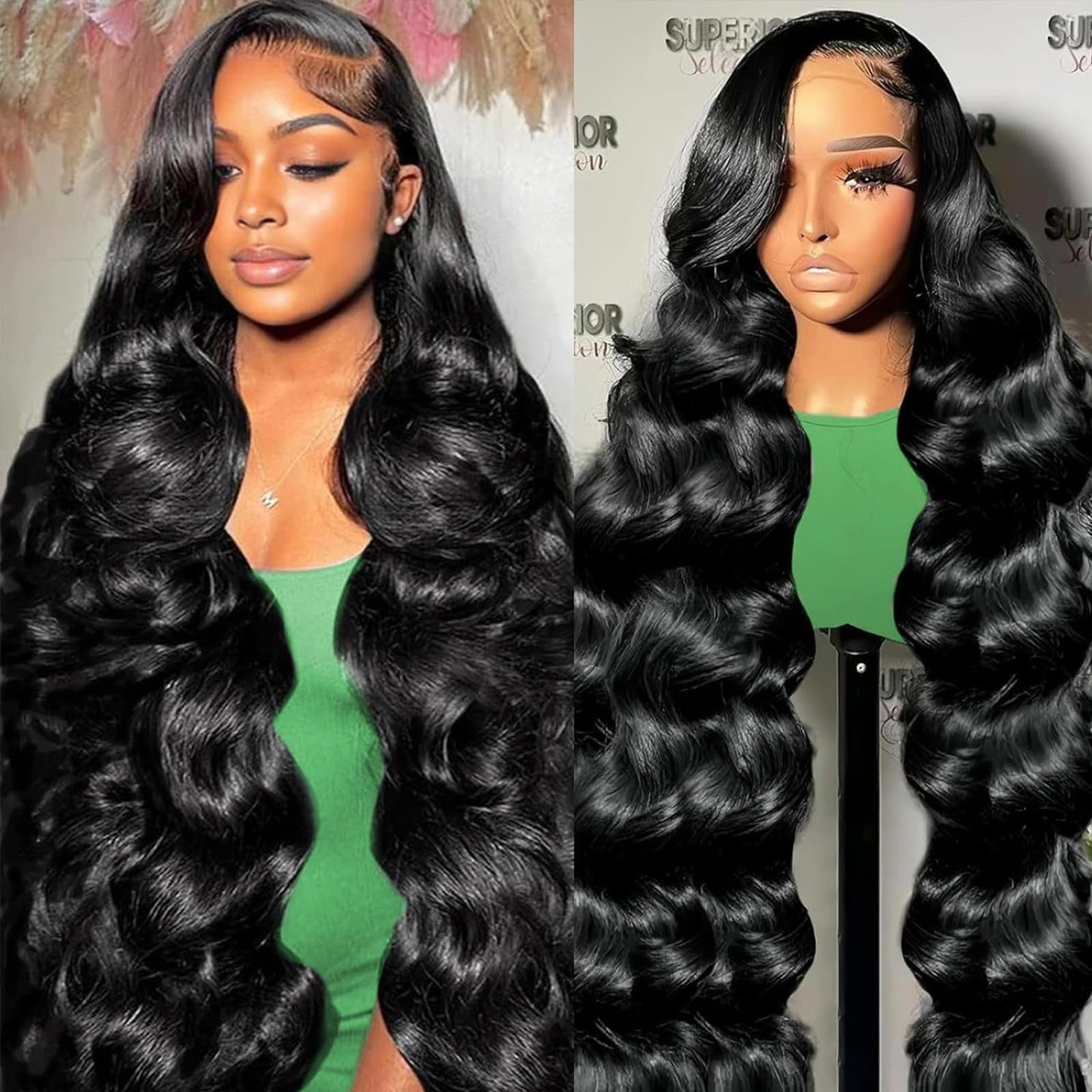 ANDRIA 13x4 HD Lace Front Wigs Body Wave Glueless Pre Plucked Lace Frontal Wigs For Black Women 250 density Loose Wave Synthetic Lace Front Wig With Baby Hair 26 Inch (Black)