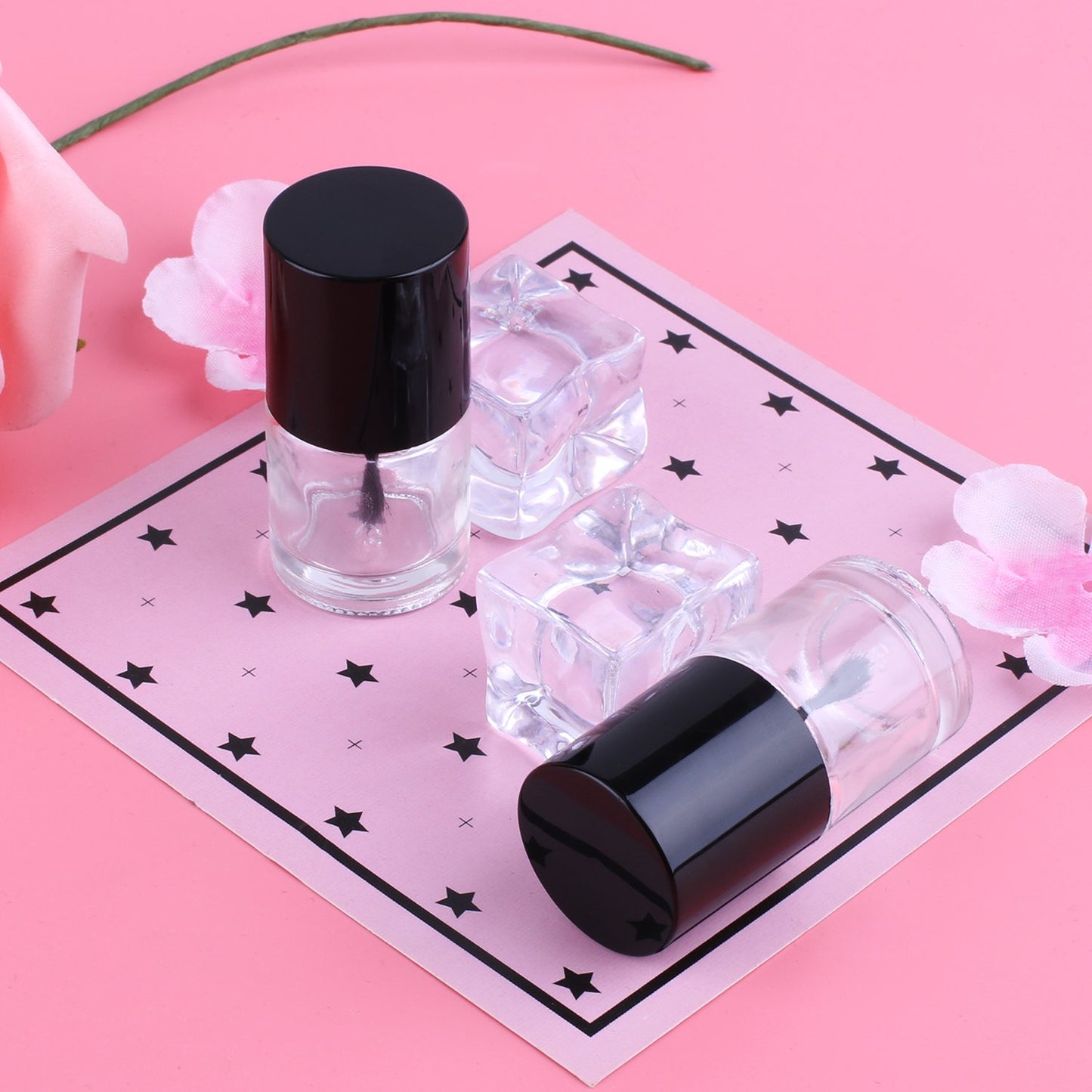Empty Nail Polish Glass Bottles - 10ML 6PCS Set with Brush Cap, Funnel & Mixing Balls for Nail Art