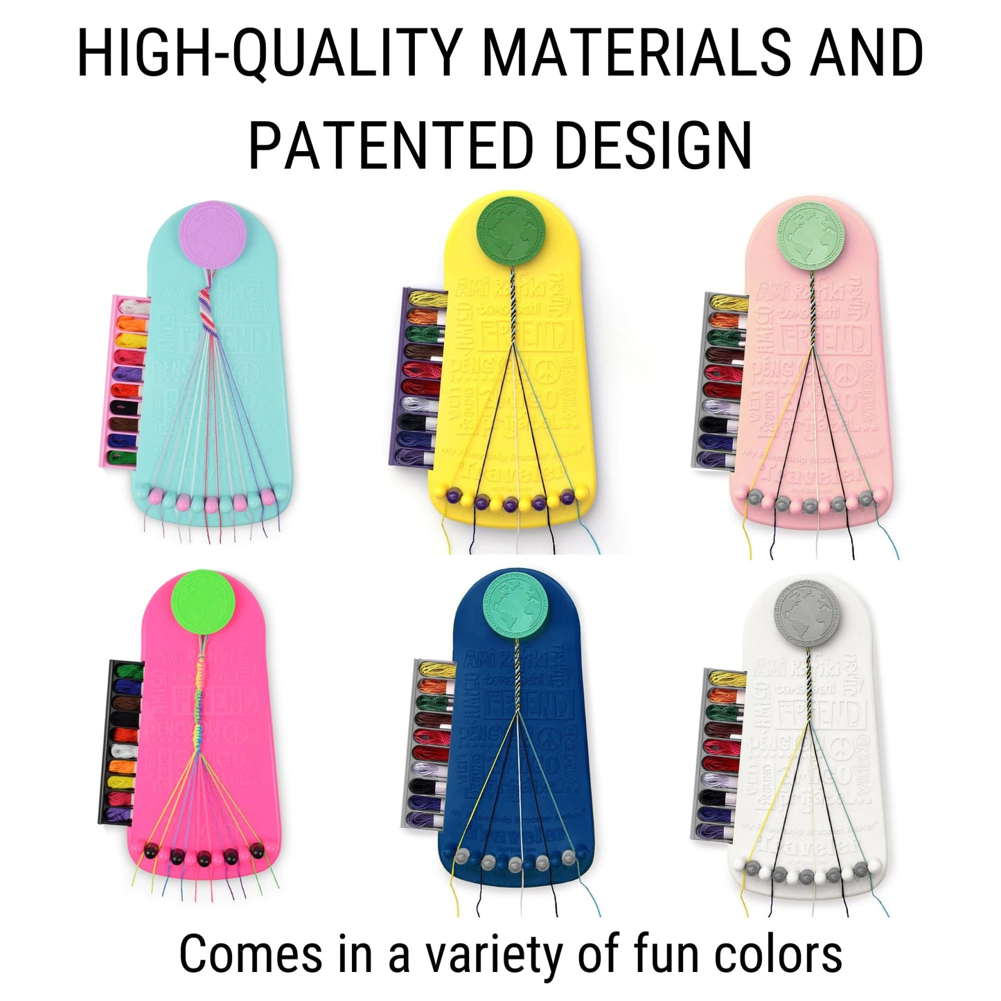 Choose Friendship Bracelet Making Kit – 20 Pre-Cut Threads, Portable Loom with Storage, Makes 8 Bracelets, Craft Gift for Kids Ages 8+, Blush Pink “Macaroon”