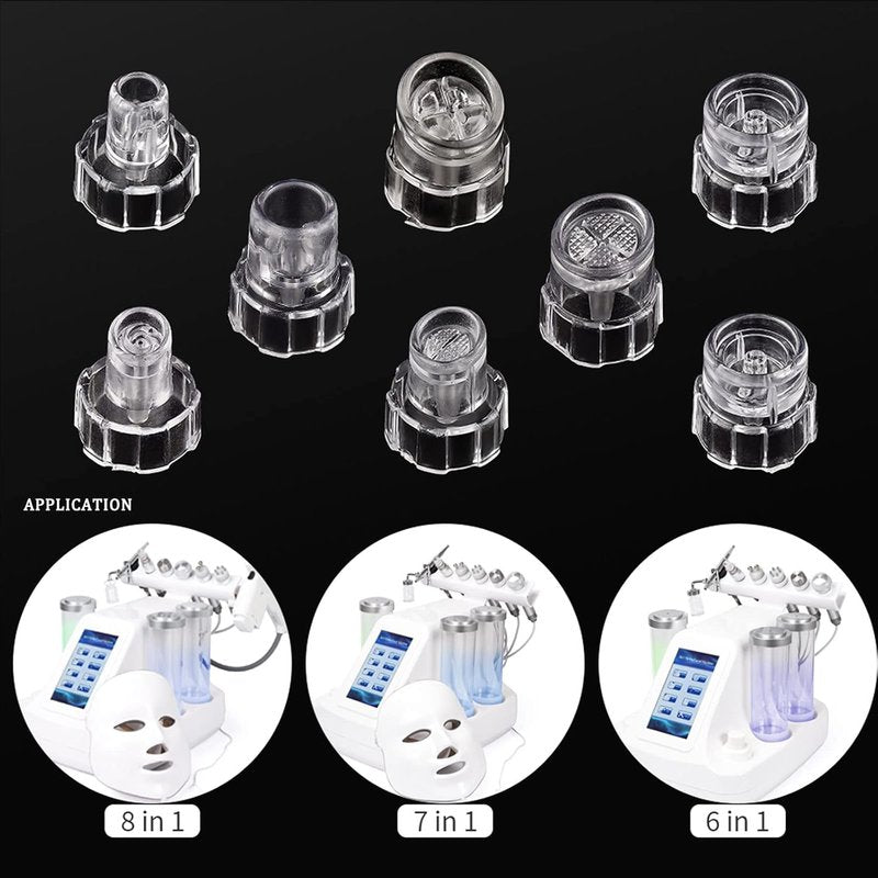 Microdermabrasion Aqua Peel Tips - 8 Transparent Plastic Replacement Heads for Facial Care