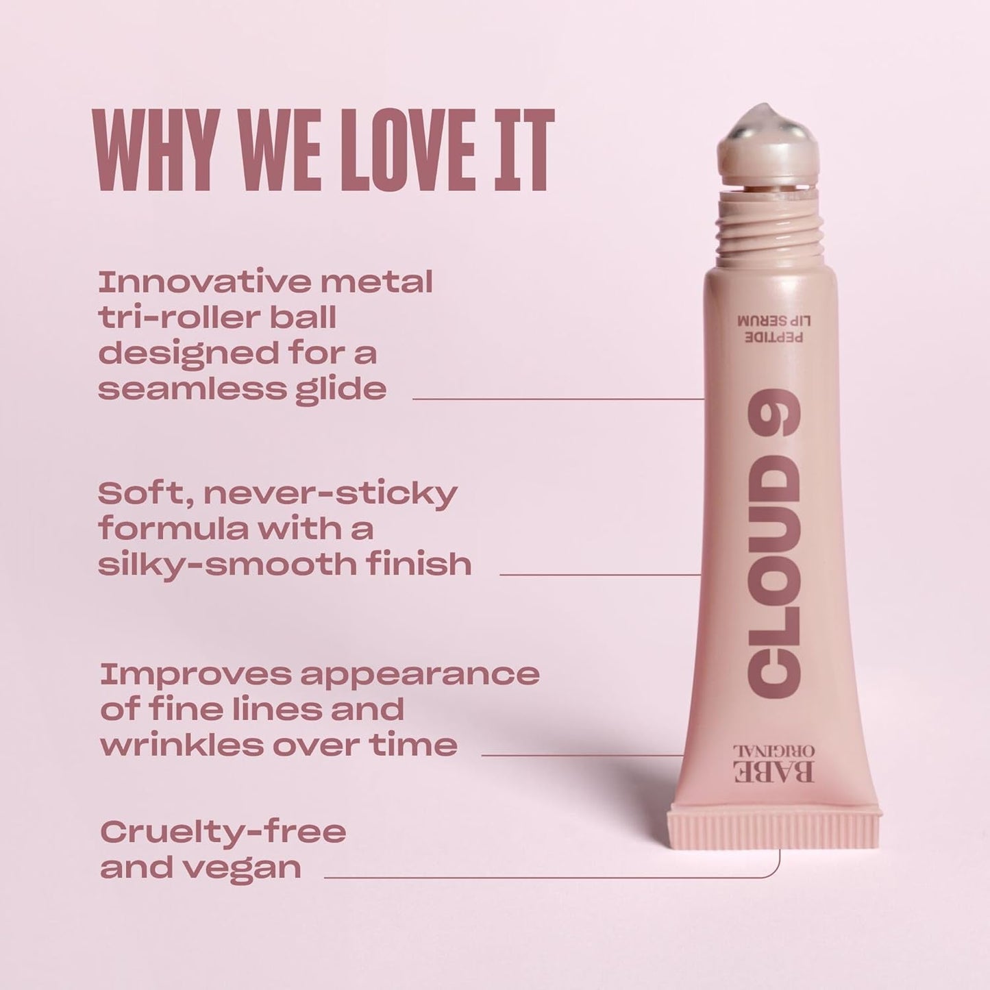 Cloud 9 Peptide Lip Serum - Hydrating Daily Lip Treatment with Cloudberry Oil & Hyaluronic Acid | Smoothing Vegan Lip Care