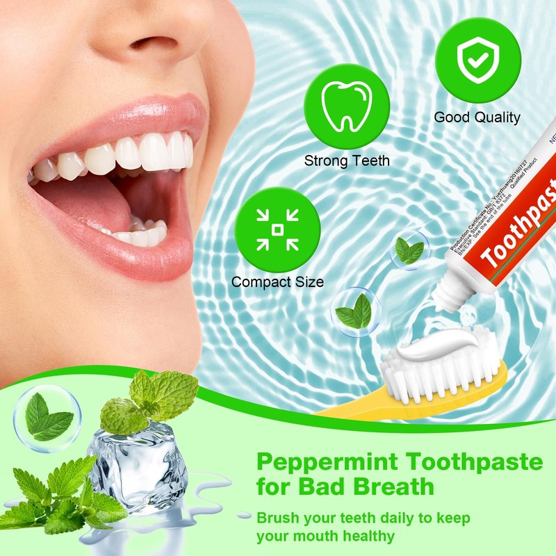 HOFASON 200 Tubes Bulk Travel Size Toothpaste 0.18 oz, Extra Small 2.28x0.78 inches Disposable Travel Size Bulk Mini Toothpaste Peppermint for Bad Breath, Guests, Homeless, Hotel, Charity Toiletries