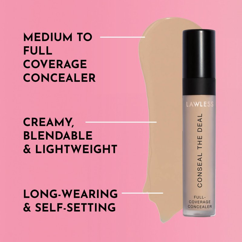 Lawless Conseal The Deal Lightweight Longwear Everyday Concealer - Shell - with Antioxidants and Caffeine to Reduce Dark Circles and Puffiness. Long-Wearing and Self-Setting, Silicone-Free - 5 ml.