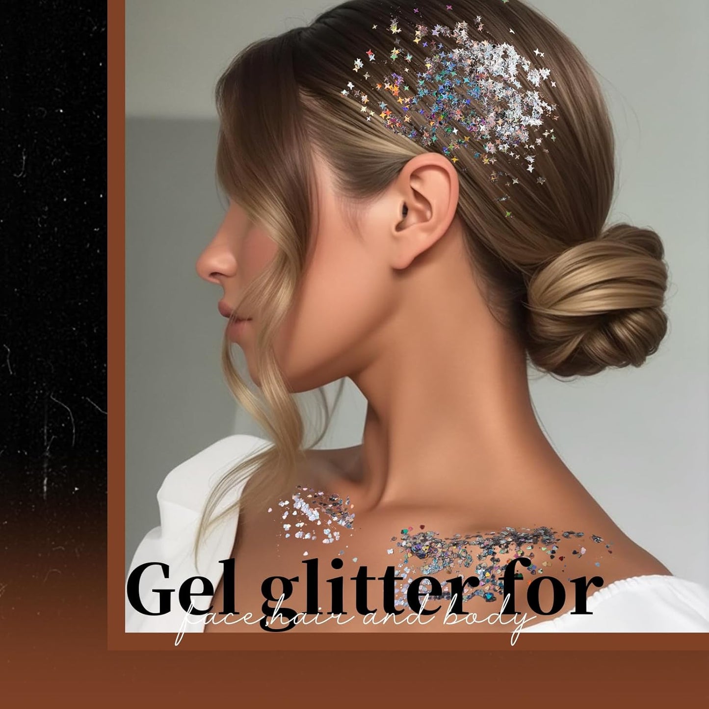 Teenitor Face Glitter Body Glitter, Clear White Body Glitter Gel, Hair Glitter Gel, 6 Shapes Rave Glitter, Mermaid Sequins Makeup Glitters Face Paint, Chunky Sparkling Glitter Gel for Women