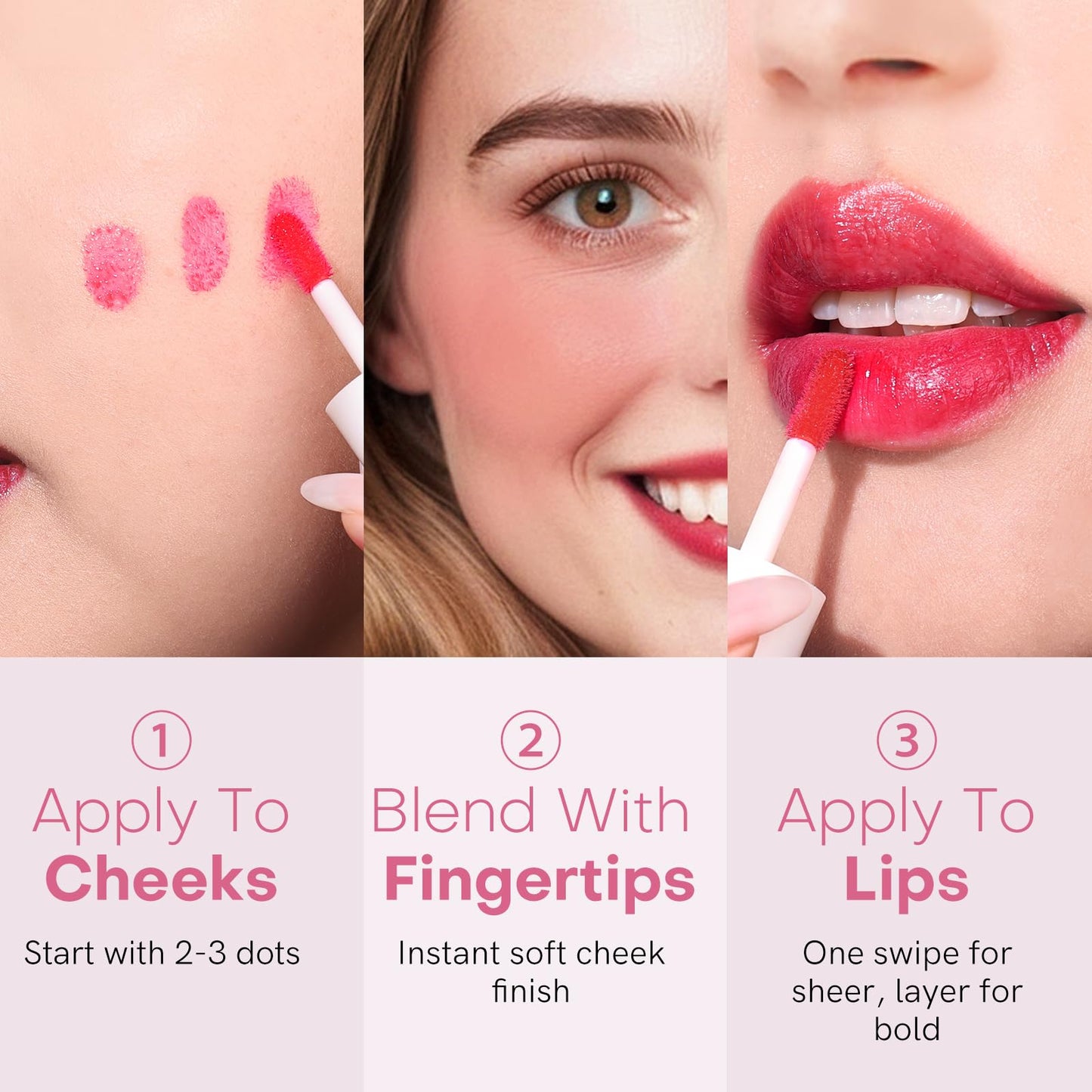 bayfree Lip Tint Stain Set, 3 PCS Korean Water Tint Lightweight Non-sticky, Waterproof Long Lasting Liquid Blush & Lip Stain, Transfer-Proof, Matte Finish Lip Color Makeup (fruit platter)