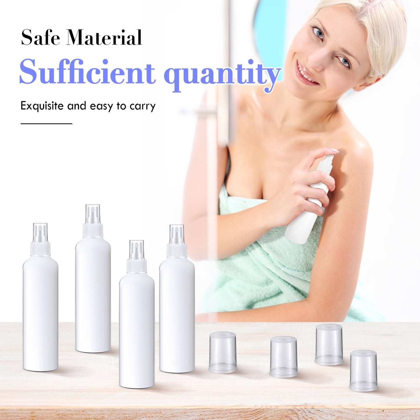 Eccliy 32 Pcs 8 oz Spray Bottles Fine Mist Plastic Spray Bottles Clear Empty Sprayer Hairs Refillable Travel Sprayer with Pump Cap for Cleaning Oils Travel Perfumes(White,Colored)