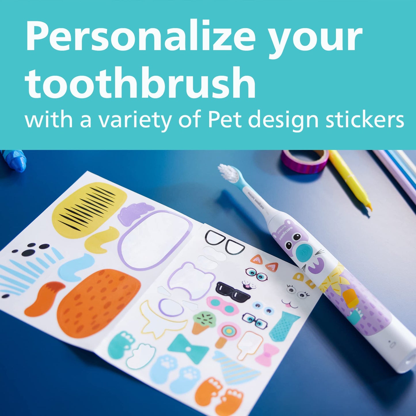 Sonicare for Kids Design a Pet Edition,Brush Head Bundle,(Pack of 2)