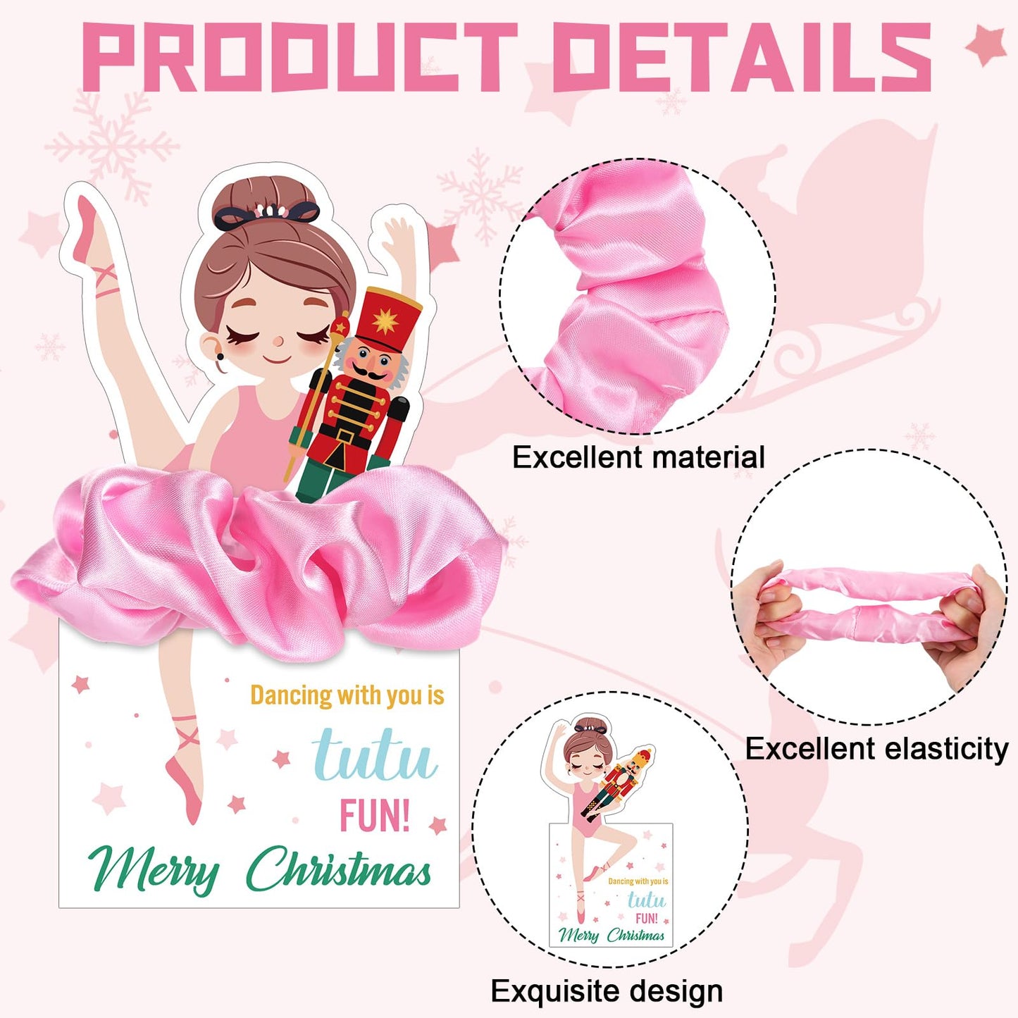 Maysing 36 Sets Nutcracker Ballet Scrunchie with Ballet Themed Thank You Cards Dance Recital Gifts for Christmas Stuffers Ballerina Birthday Party Decorations Supplies(Classic)