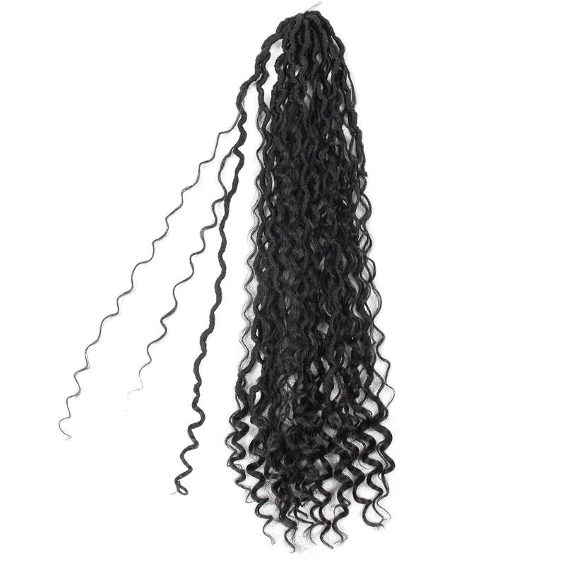 Goddess Locs Crochet Hair - 26 Inch Boho Faux Locs with Curly Ends | 8 Packs for Black Women (Color 1B)