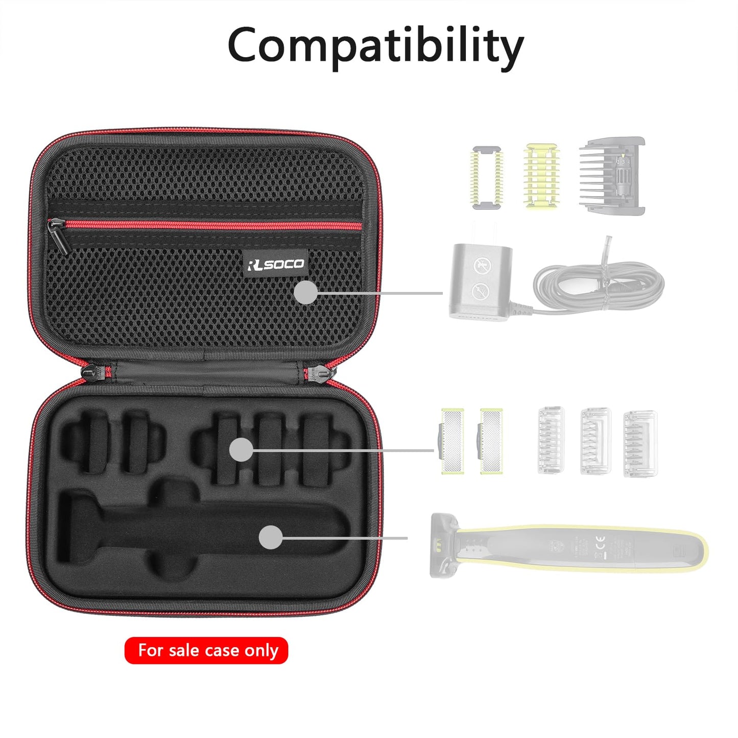 RLSOCO Case for Philips Norelco OneBlade 360 & OneBlade Hybrid Electric Beard Trimmer and Shaver.Fits for Philips QP2724/90,QP2834/70,QP4530/90,QP4631/90,QP2724/70,QP2520/90,QP2630/70 and More