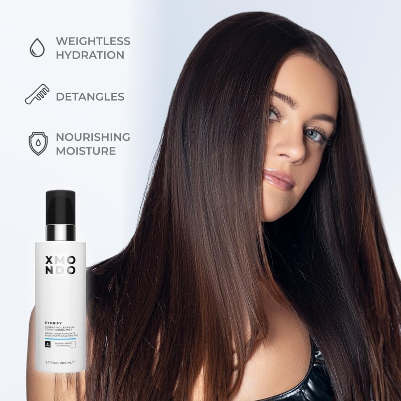 XMONDO Hair Hydrify Hydrating Leave-in Conditioning Mist | MoistureBind Technology Restores Hydration & Eliminates Frizz, Plant Based Extracts Revitalize Damaged Hair, Vegan Formula, 6.7 Fl Oz 1-Pack