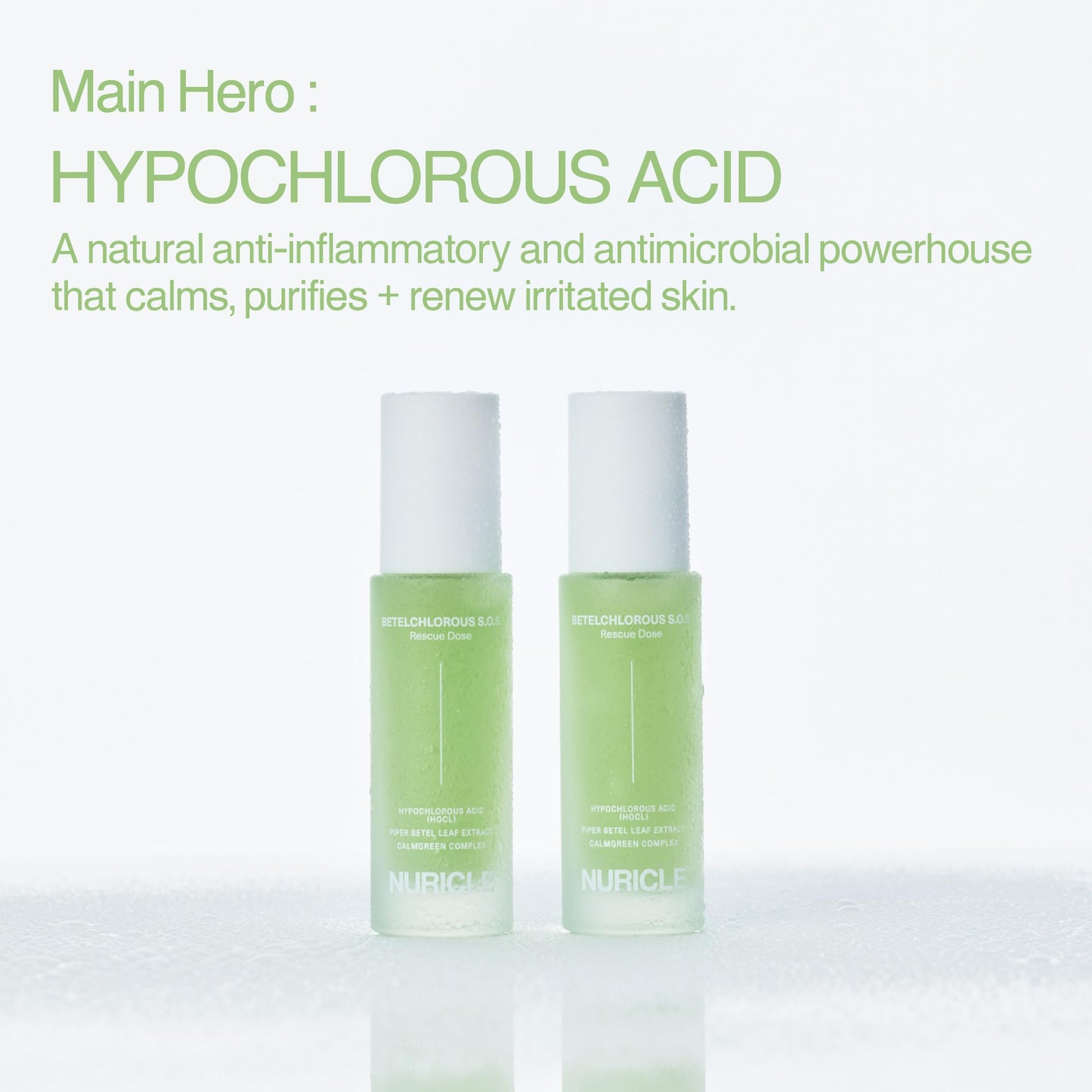 NURICLE Betelchlorous S.O.S Rescue Dose – Hypochlorous Acid Face Serum for Acne, Redness & Sensitive Skin, Soothing Korean Skincare Serum, 30ml (1.014 fl oz)