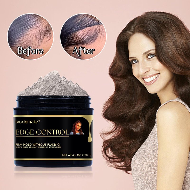 wodemate Edge Control Gel – Maximum Firm Hold Edge Control Stying Wax, Edge Smoother 24 Hour Long-Lasting for 4C Black Hair, Non-Greasy, No Flaking, No White Cast, 4.5 Fl Oz