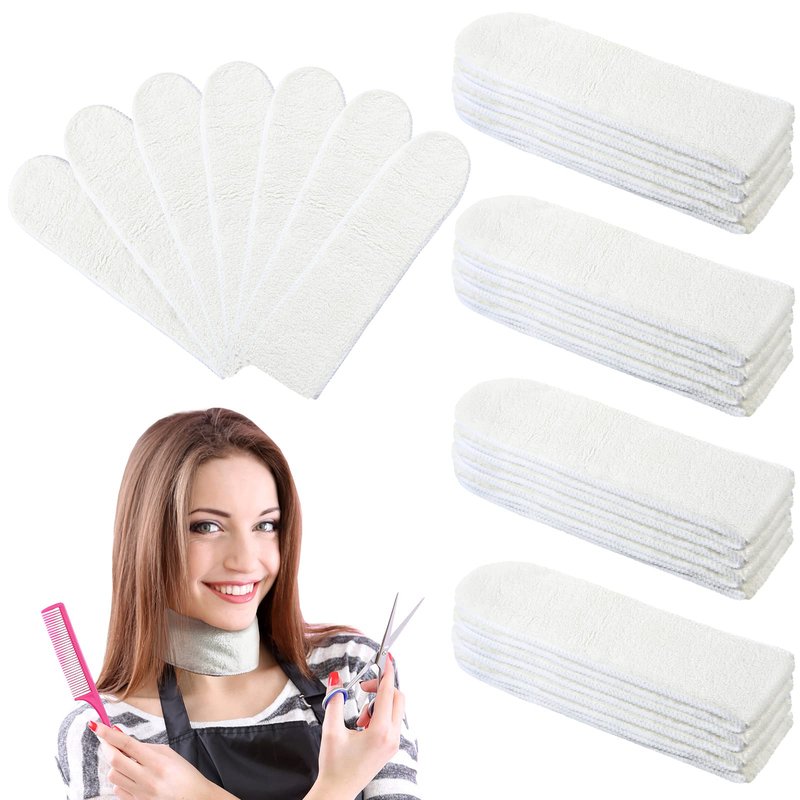 Tegeme Microfiber Terry Cloth Neck Strips Fast Drying Towel for Neck Absorbent Barber Strip Salon Strips for Hair Cutting Shampoo Towel Wrap Hair Stylist Barber Spa, White(24)