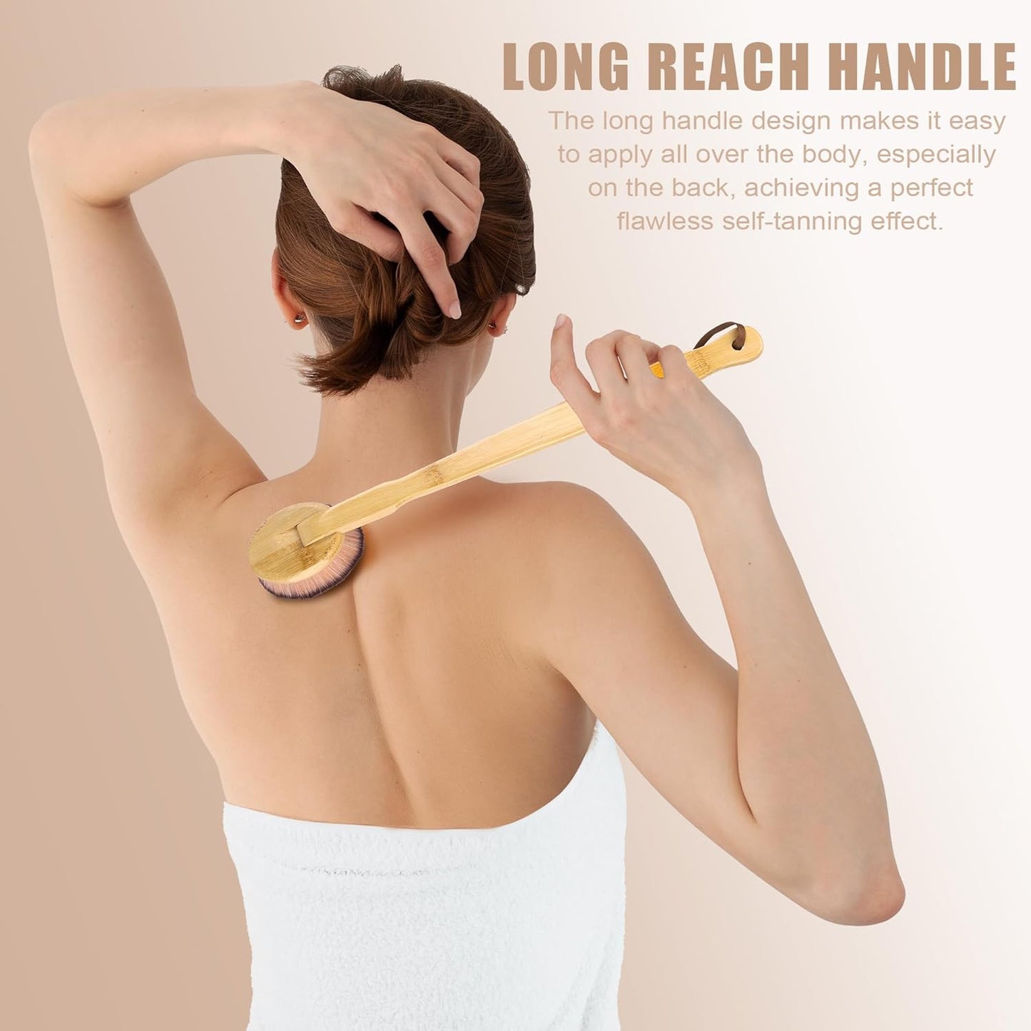 Self Tanner Brush Set - 3 Pcs Kabuki Blending Brushes for Face & Body | Back Applicator & Lotion Applicator